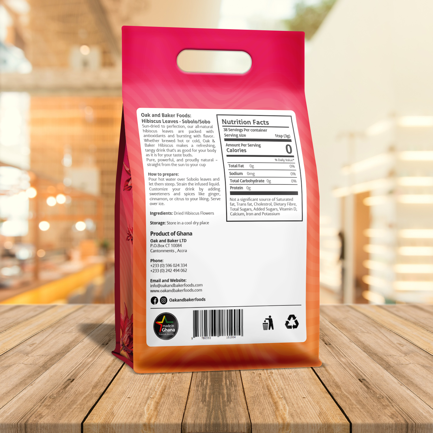 Oak and Baker Hibiscus Leaves/Sobolo 100g