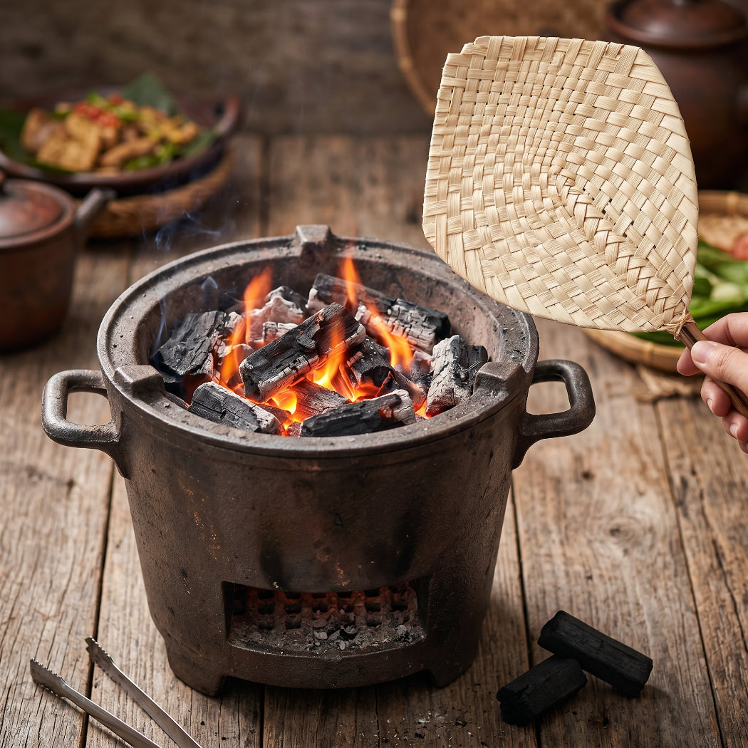 Oak and Baker Woven Straw Fan (Papa)