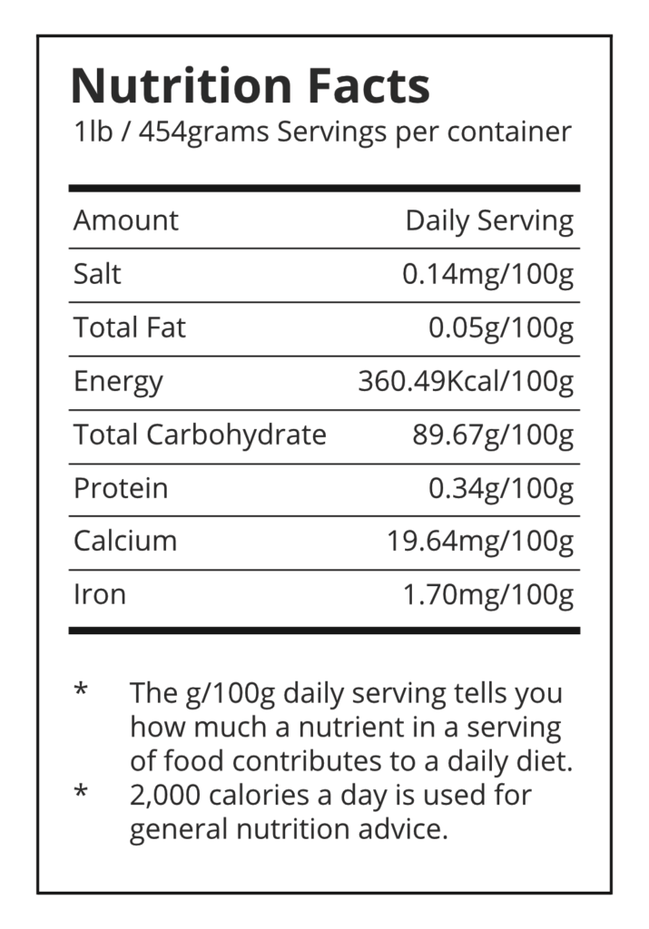 Yellow Gari Nutrition Facts